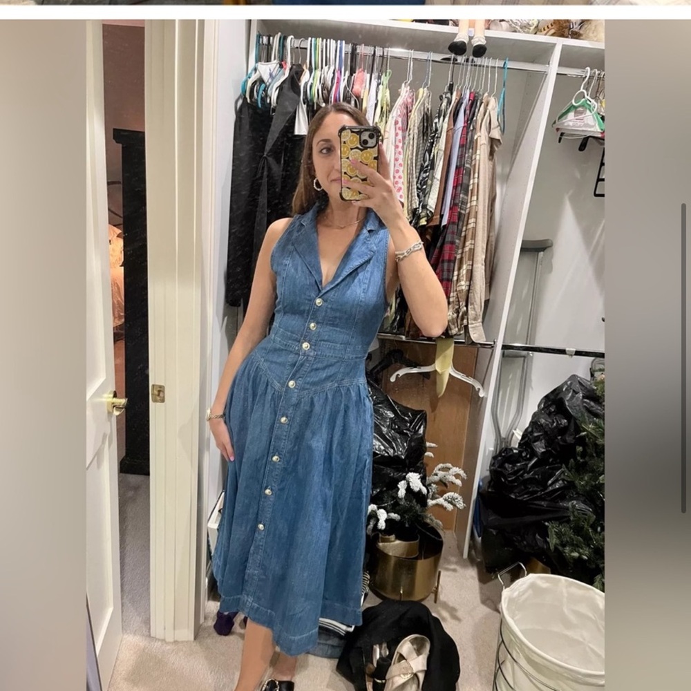 REFORMATION Ellison Denim Midi Dress 6 - Picture 4 of 4